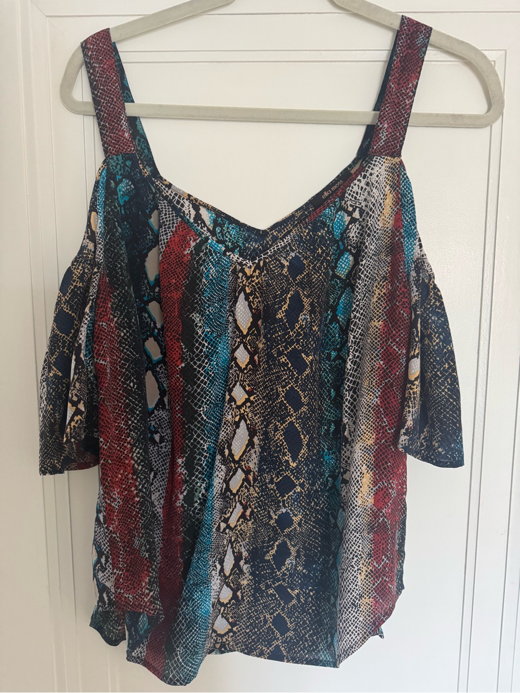 Ella Moss Multicolor Snake-Print Cold Shoulder Tank